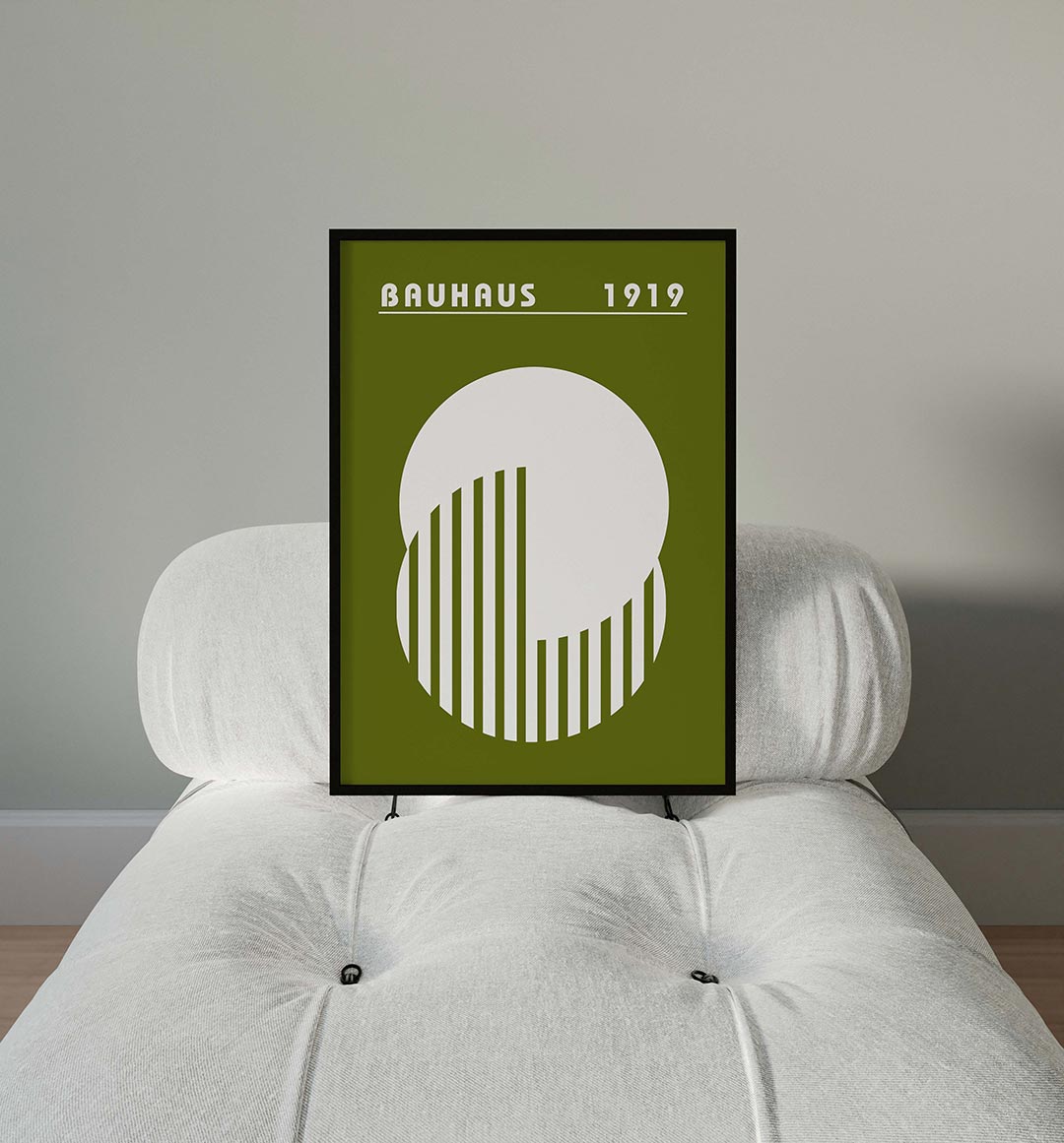 Cirkel en strepen – moderne Bauhaus wandkunst als poster