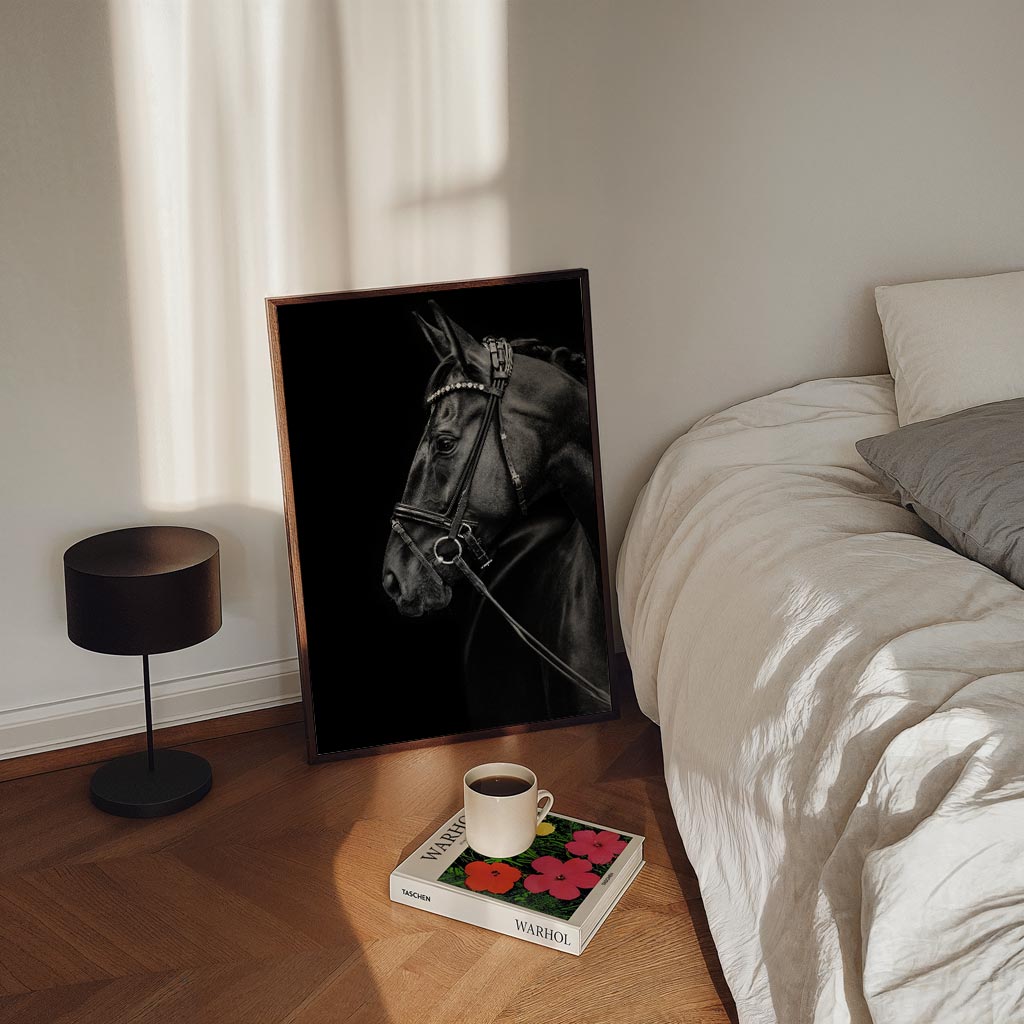 Zwart Paard – staande Popart wanddecoratie van WallArtistic