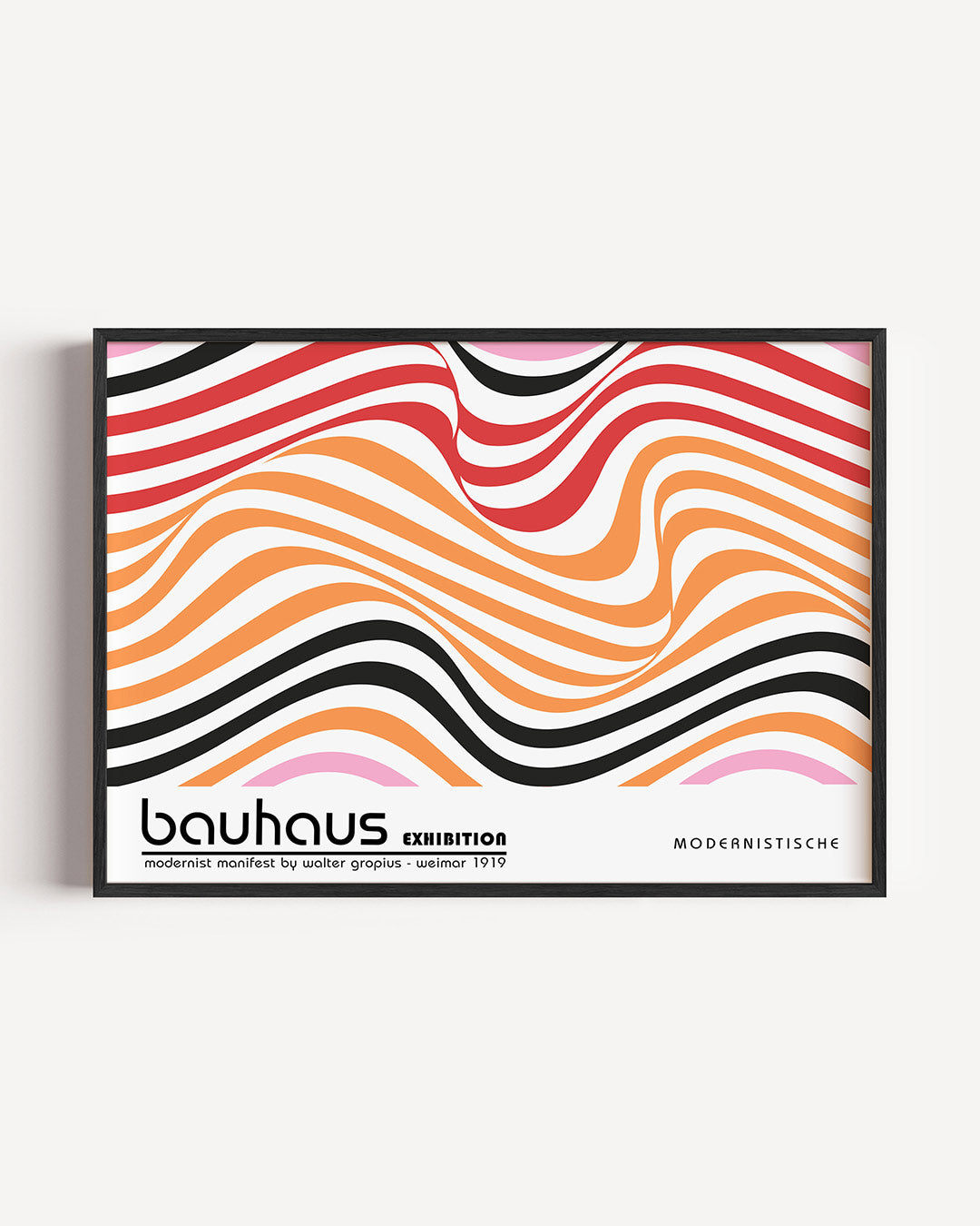 Golvend lijnenspel – liggende Bauhaus poster als wanddecoratie