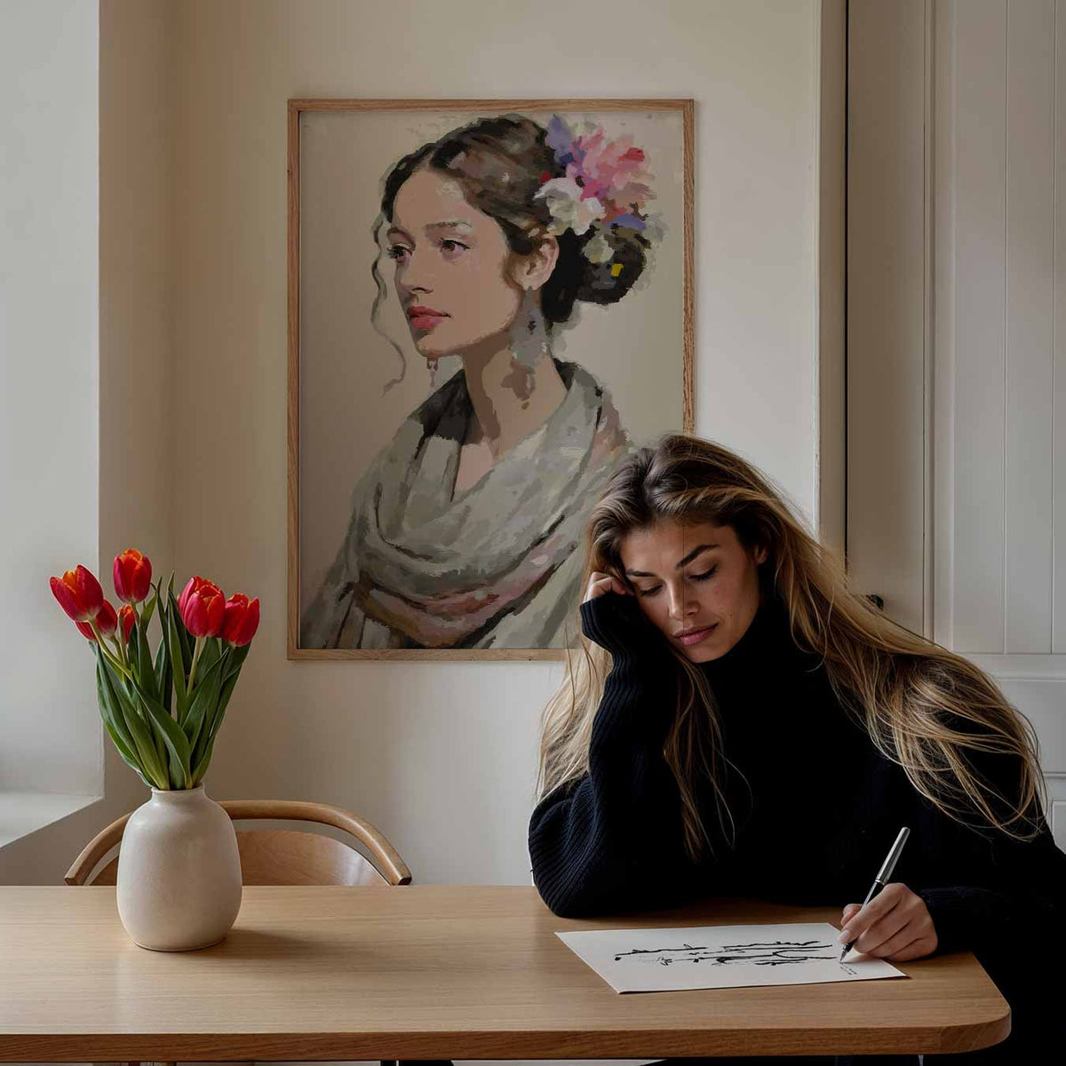 Stijlvolle Bloemenportret – paasposter in staand formaat