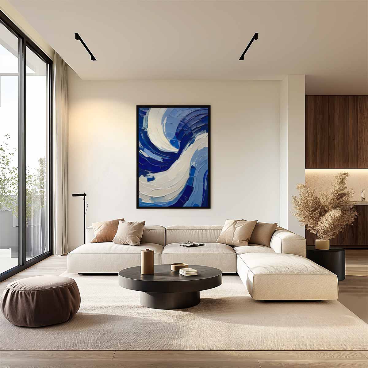 Golf van Blauwe Energie – plexiglas wanddecoratie in portret formaat
