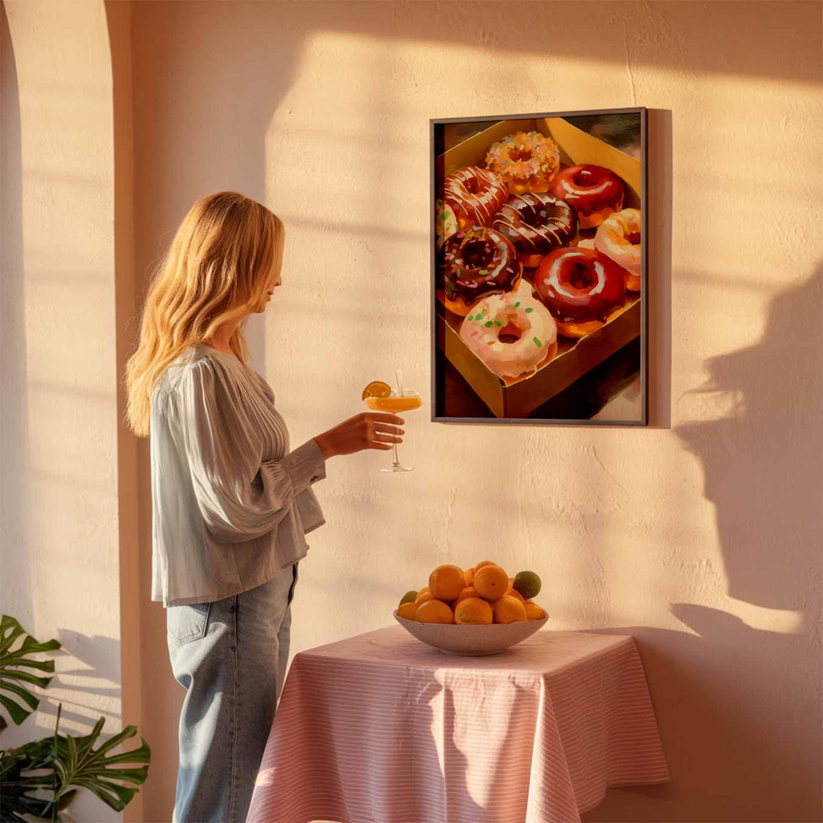 Kleurrijke Donut Delight – keuken poster als sfeervolle staande wanddecoratie