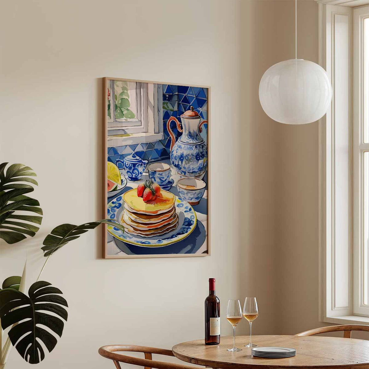 Ontbijt in Blauw – keukenposter in staand formaat