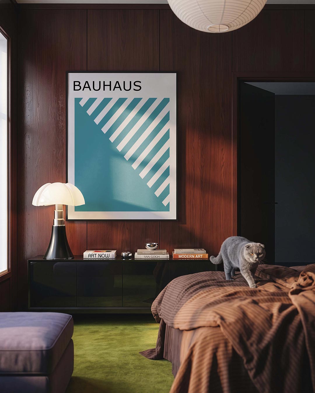 Diagonal lijnen – geometrische Bauhaus poster in staand formaat