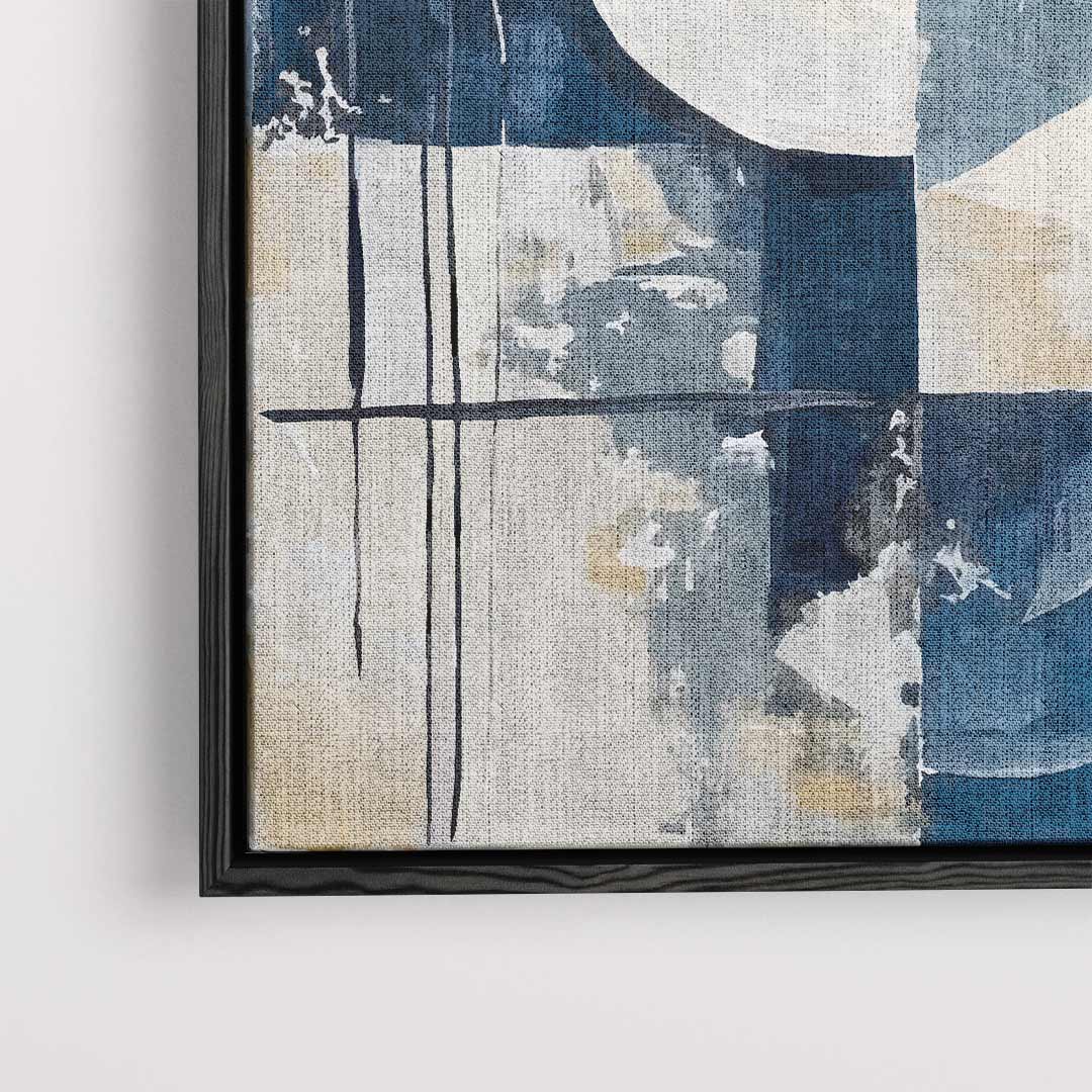 Abstracte Blauwe Geometrie – dibond kunstwerk als wanddecoratie