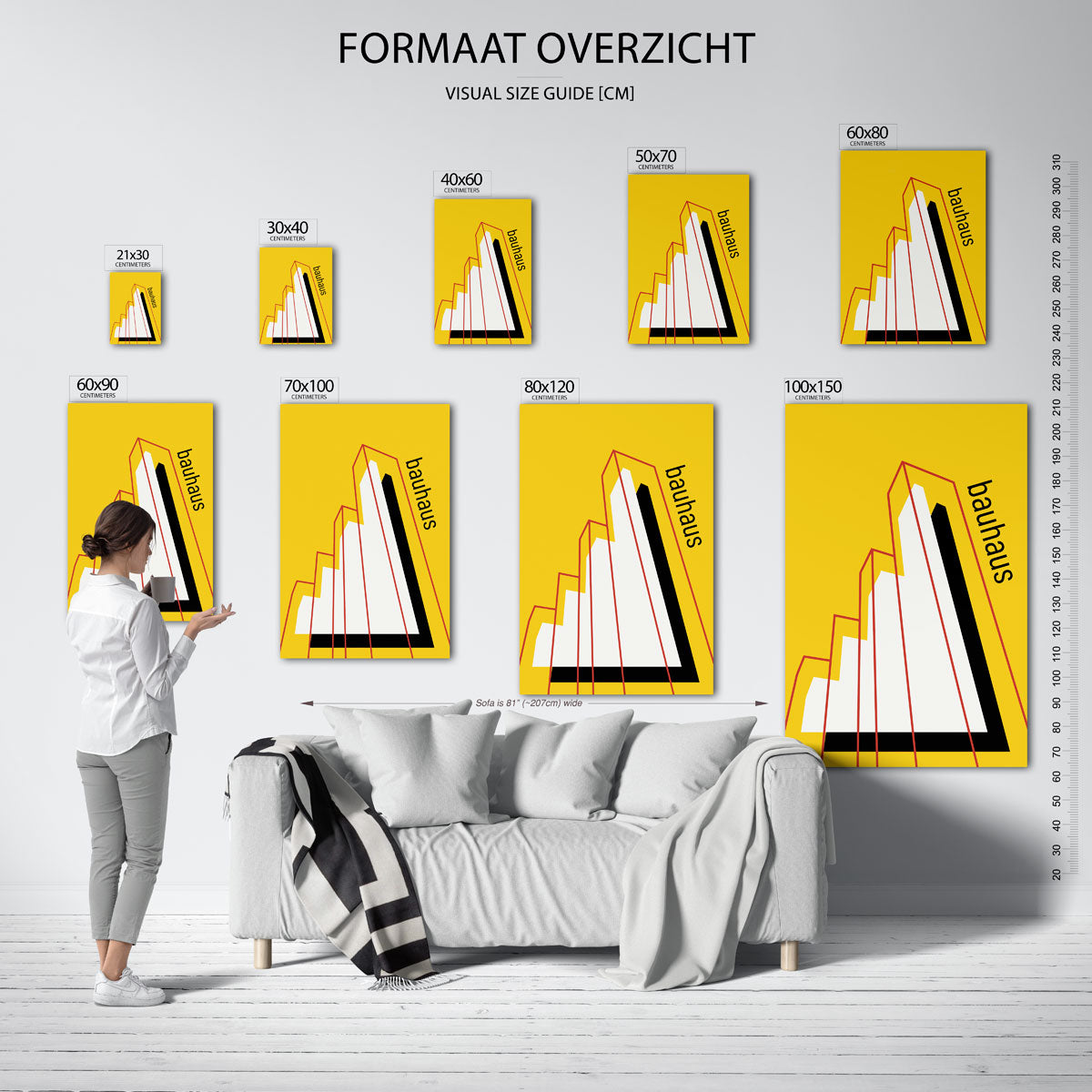 Lijnen en kleurvlakken – geometrische poster in Bauhaus-stijl van WallArtistic