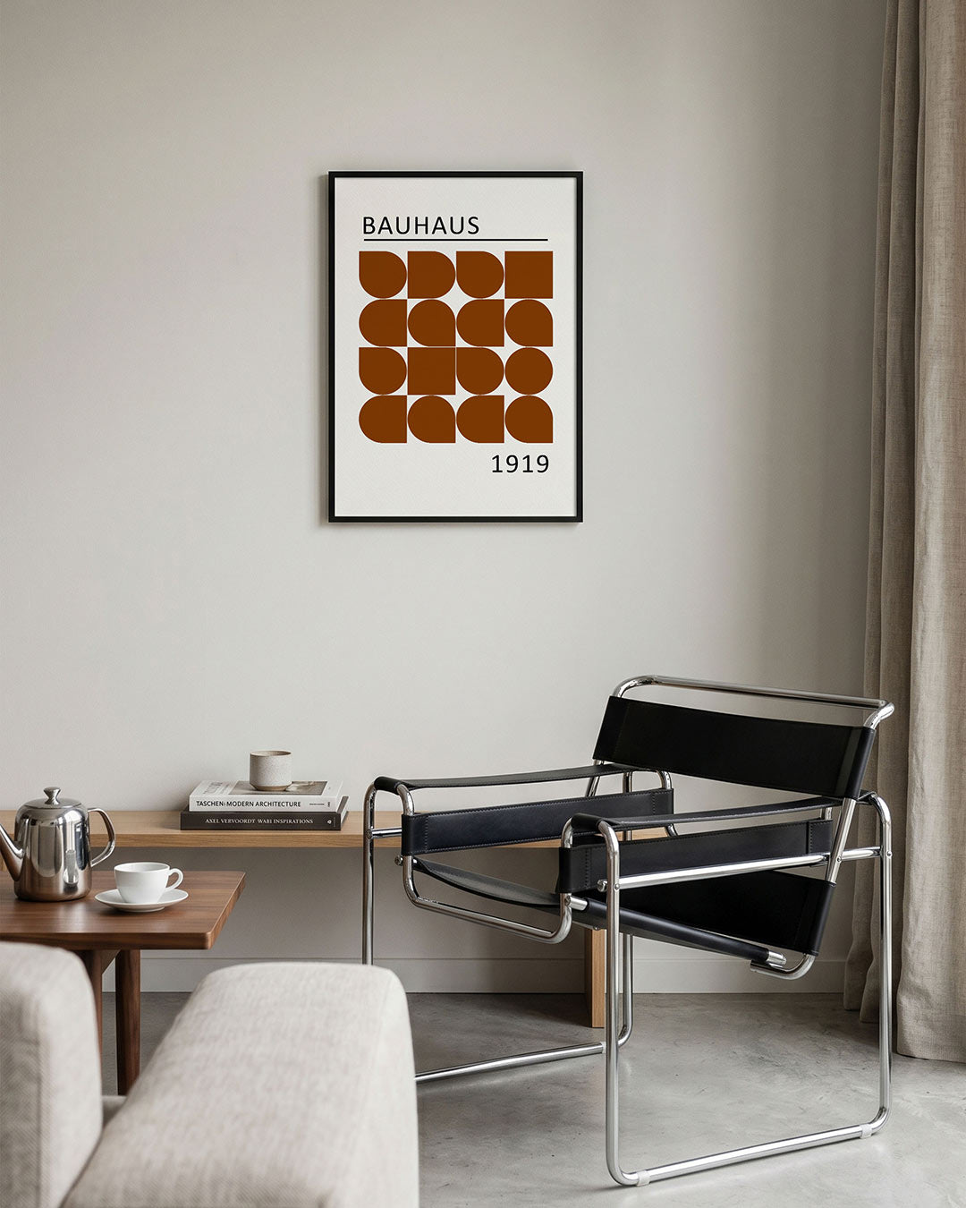 Vormritme en lijnen – geometrische Bauhaus poster in staand formaat