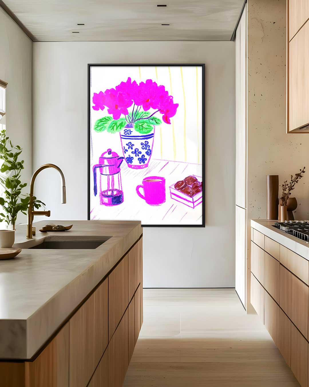 Kleurrijk Ontbijt Tafereel – staand kunstwerk voor modern interieur