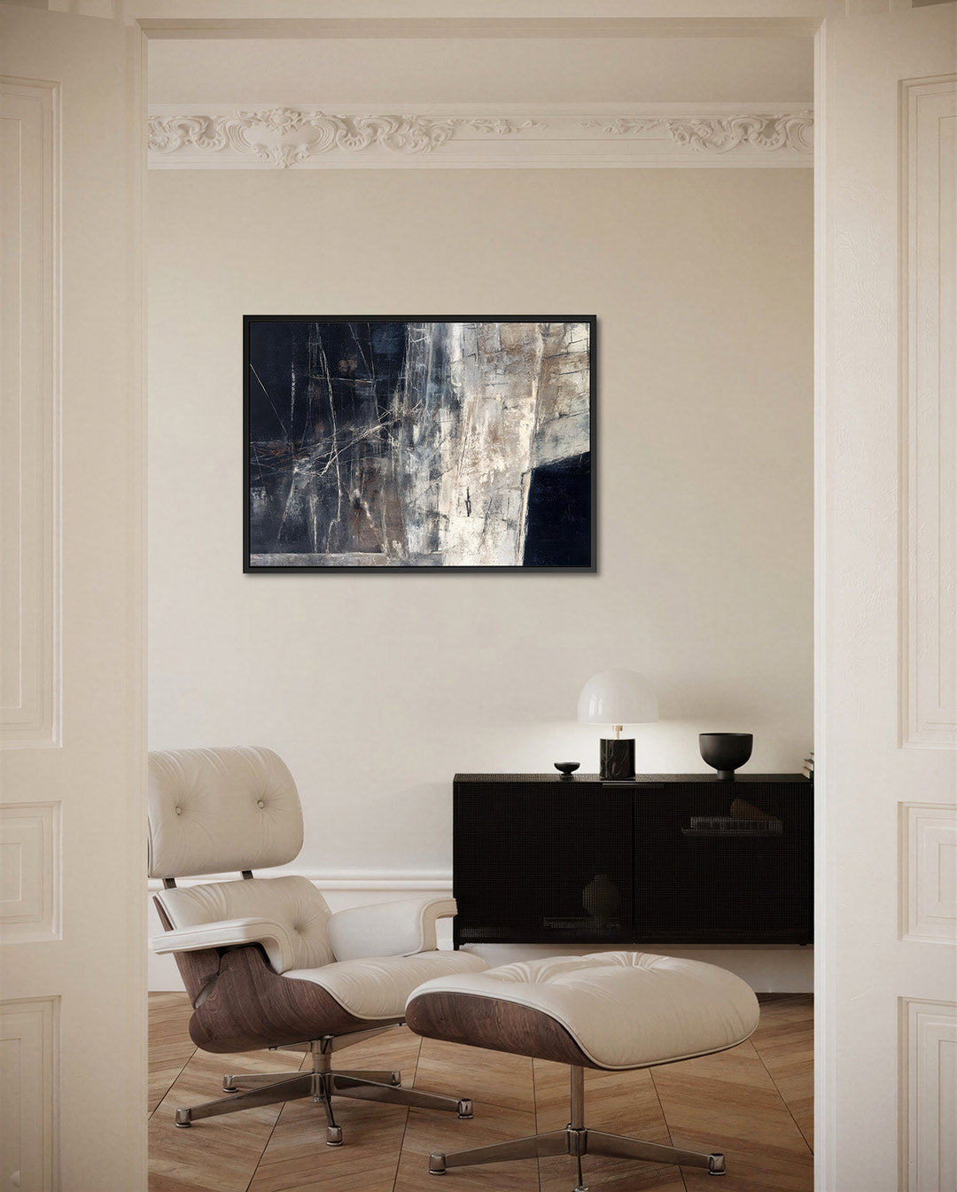 Gelaagde structuren – Abstract kunstwerk – liggende wanddecoratie