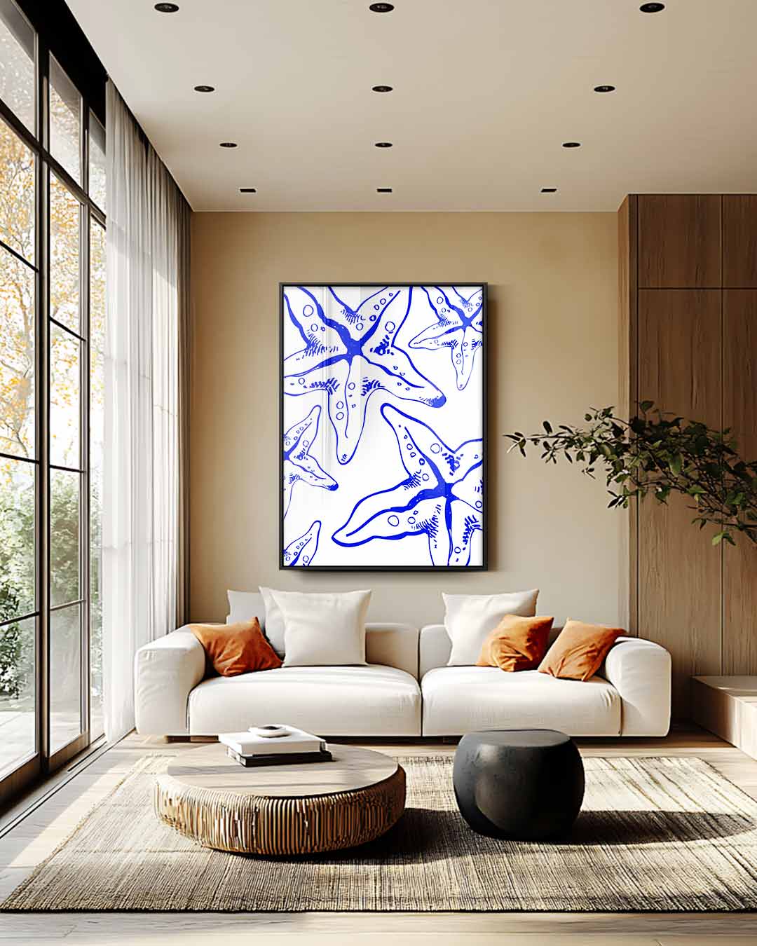 Speelse Zee Ster Illustratie – plexiglas wanddecoratie in portret formaat