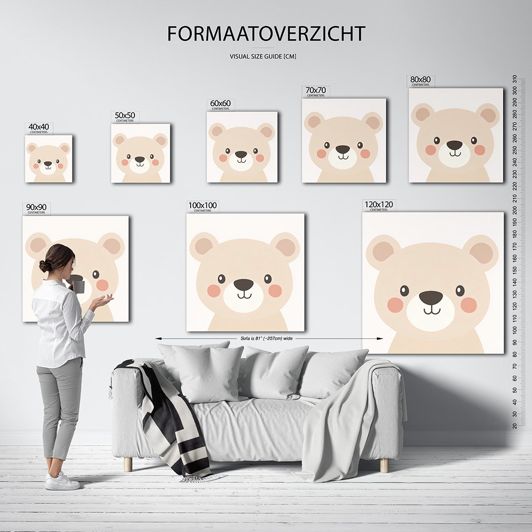 Vrolijke beervorm kunstwerk – sfeerbeeld – dit kunstwerk toont een schattige beer met ronde vormen en zachte kleuren. De