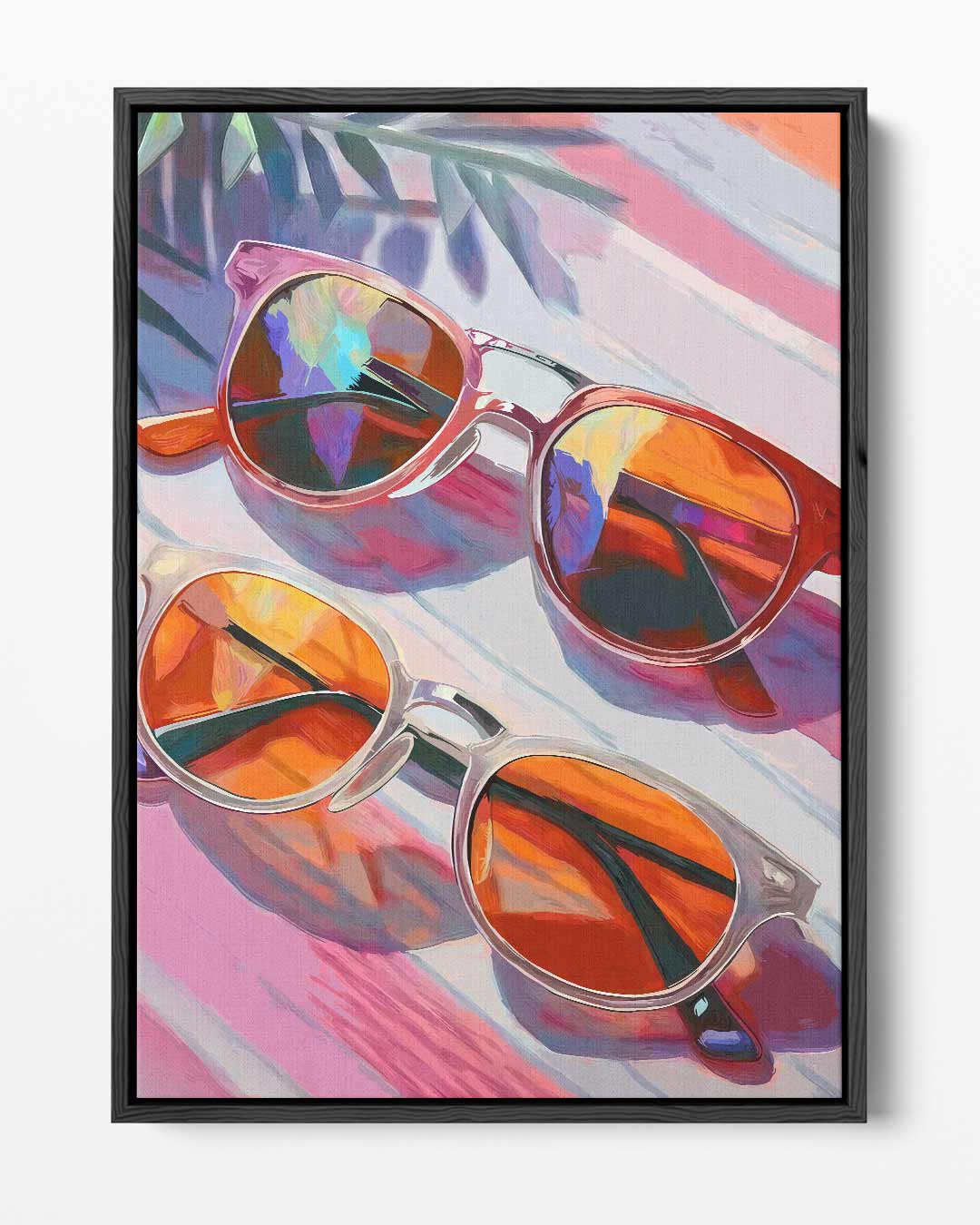 Zonovergoten Zonnebrillen – portret kunstwerk als wanddecoratie