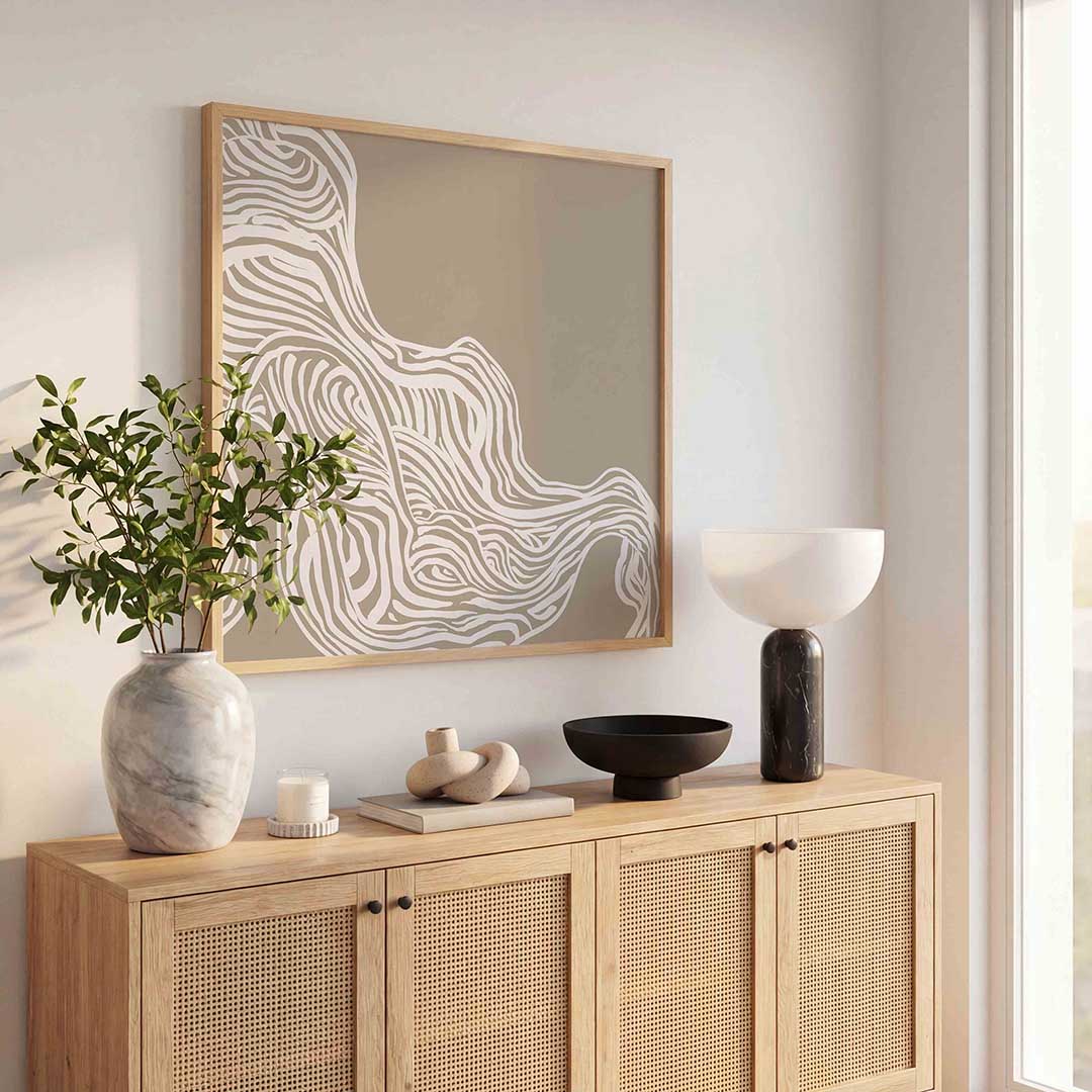 Golvende lijnen – abstracte wandkunst als vierkante poster