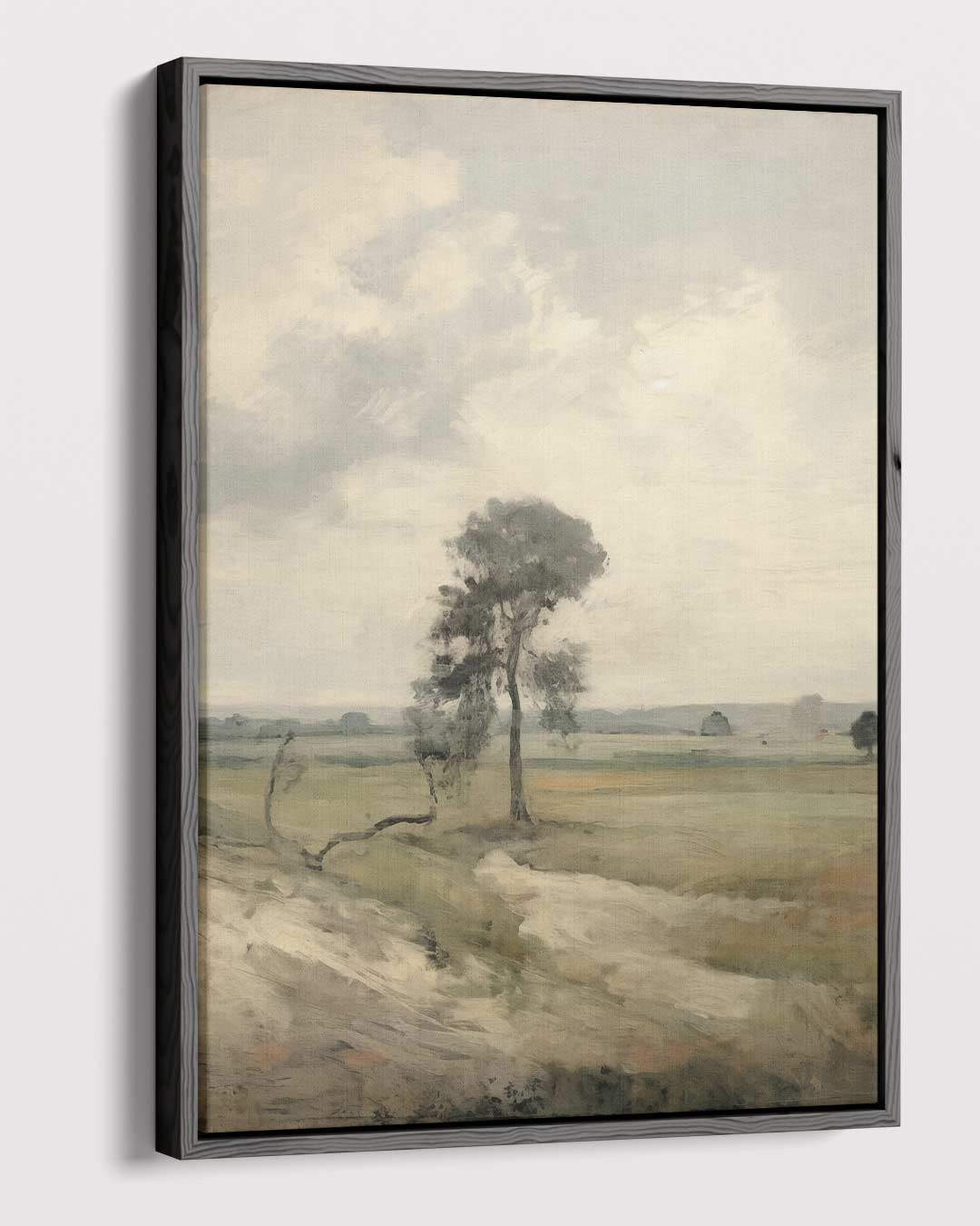 Eenzame Boom in Landschap – canvas wanddecoratie in portret formaat