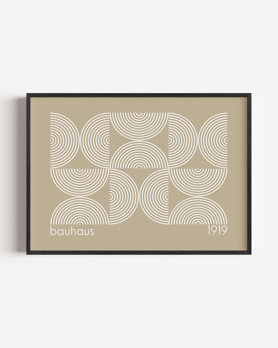 Cirkelpatroon en lijnen – liggende Bauhaus poster als wanddecoratie