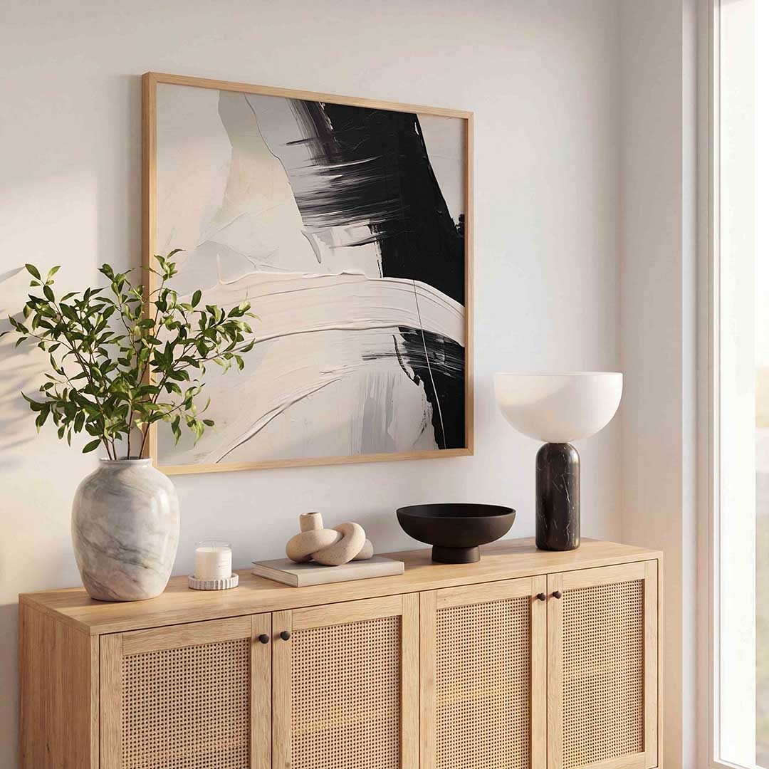Abstracte zwart wit – abstracte wandkunst als vierkante poster