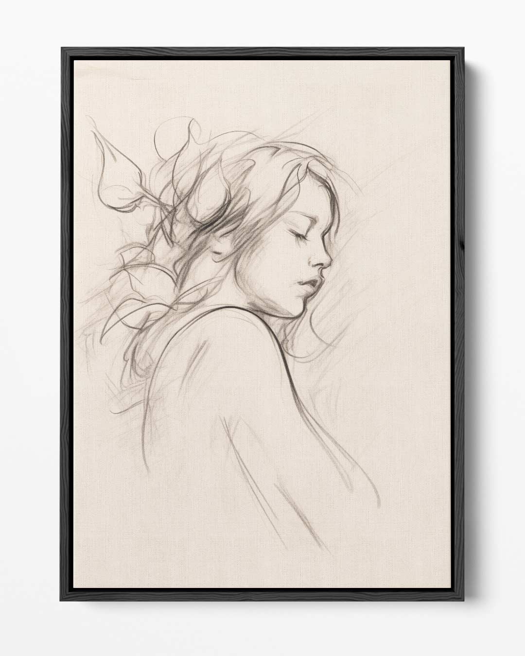 Dromerige Schets van Vrouwelijk Portret – portret kunstwerk als wanddecoratie