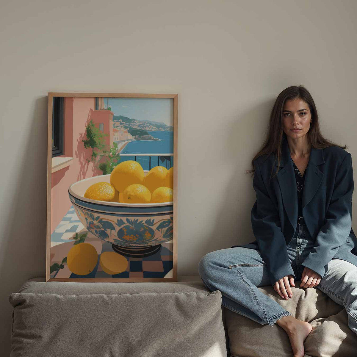 Zonnige Citroenuitzicht – staande keuken wanddecoratie van WallArtistic