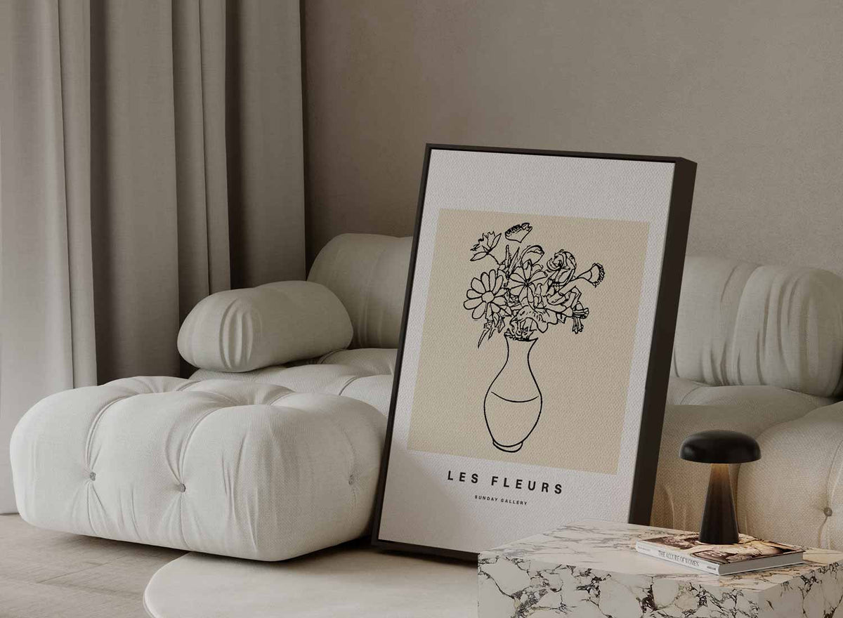 Les Fleurs Lijntekening – plexiglas wanddecoratie in portret formaat