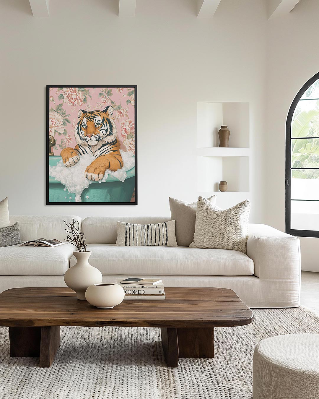 Tijger in bad – staand wanddecoratie kunstwerk