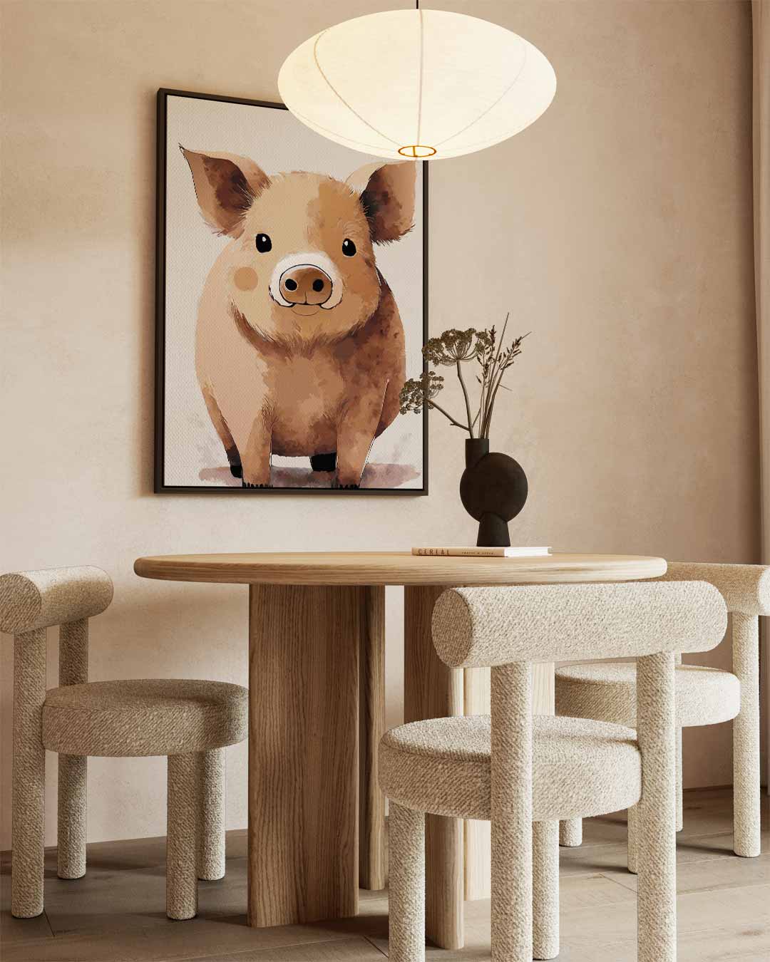 Schattig Biggetje Portret – staand kunstwerk voor modern interieur