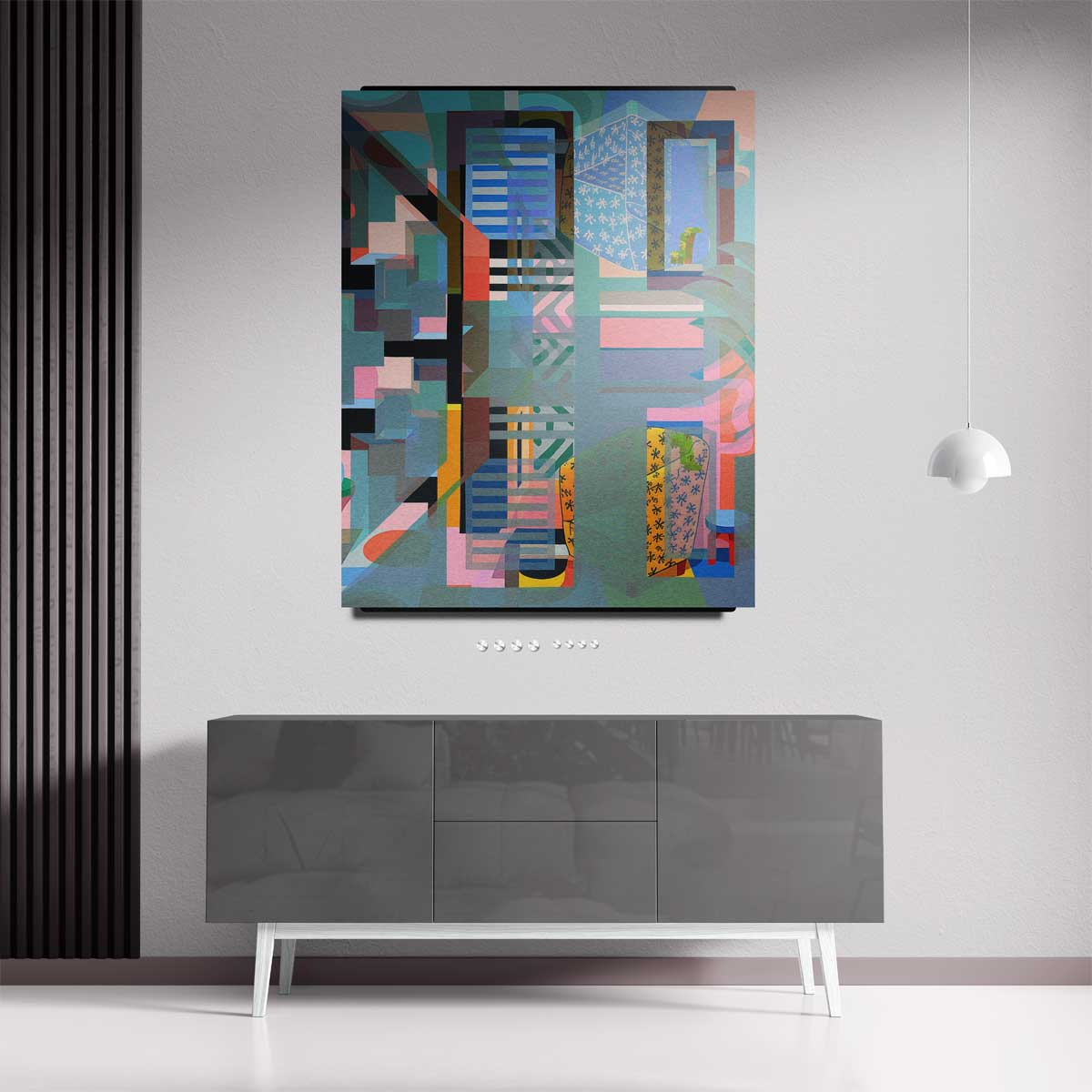 Kleurrijk Abstract Geometrisch – staand kunstwerk voor modern interieur