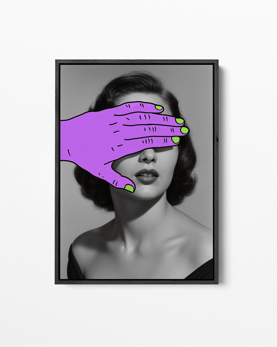 Vrouw met paarse hand – staand wanddecoratie kunstwerk