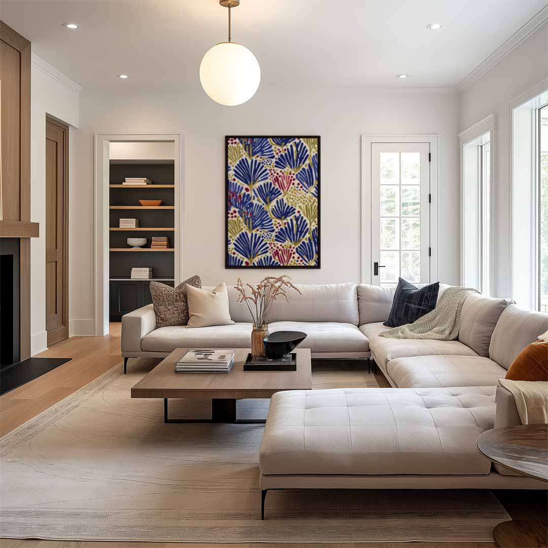 Boho bladerenpatroon – staand kunstwerk voor modern interieur