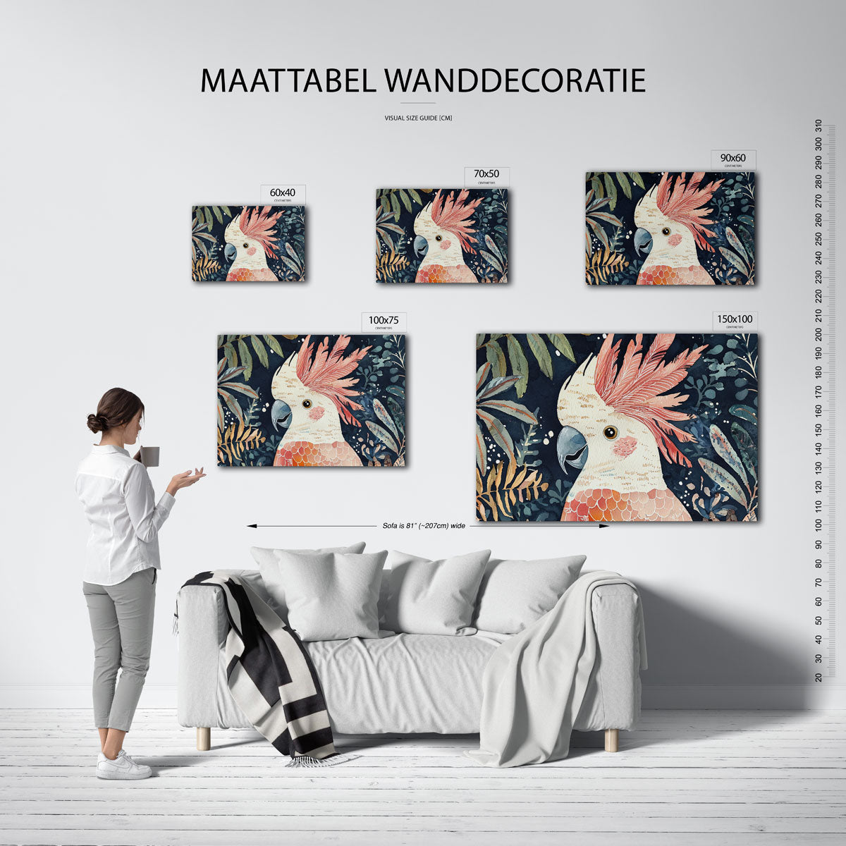 Exotische vogel illustratie – Kleurrijke – kunstwerk op canvas, dibond of plexiglas
