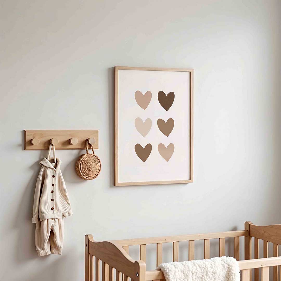 Harten in neutrale tinten – kinderposter in staand formaat