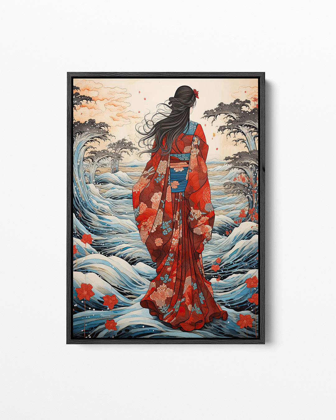 Vrouw in golven – staand wanddecoratie kunstwerk