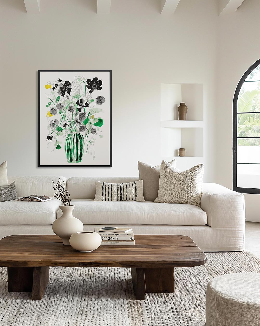 Bloemrijke illustratie – moderne staande wandkunst