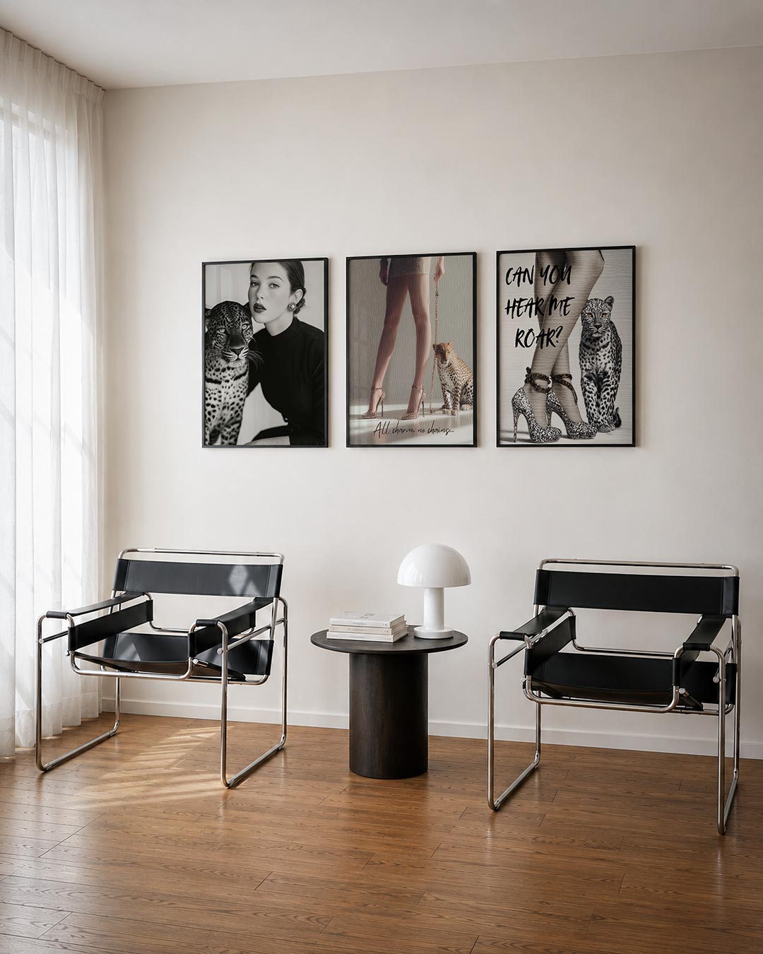 Abstract driedelige posterset – een abstracte posterset met donkere tinten en een rustige