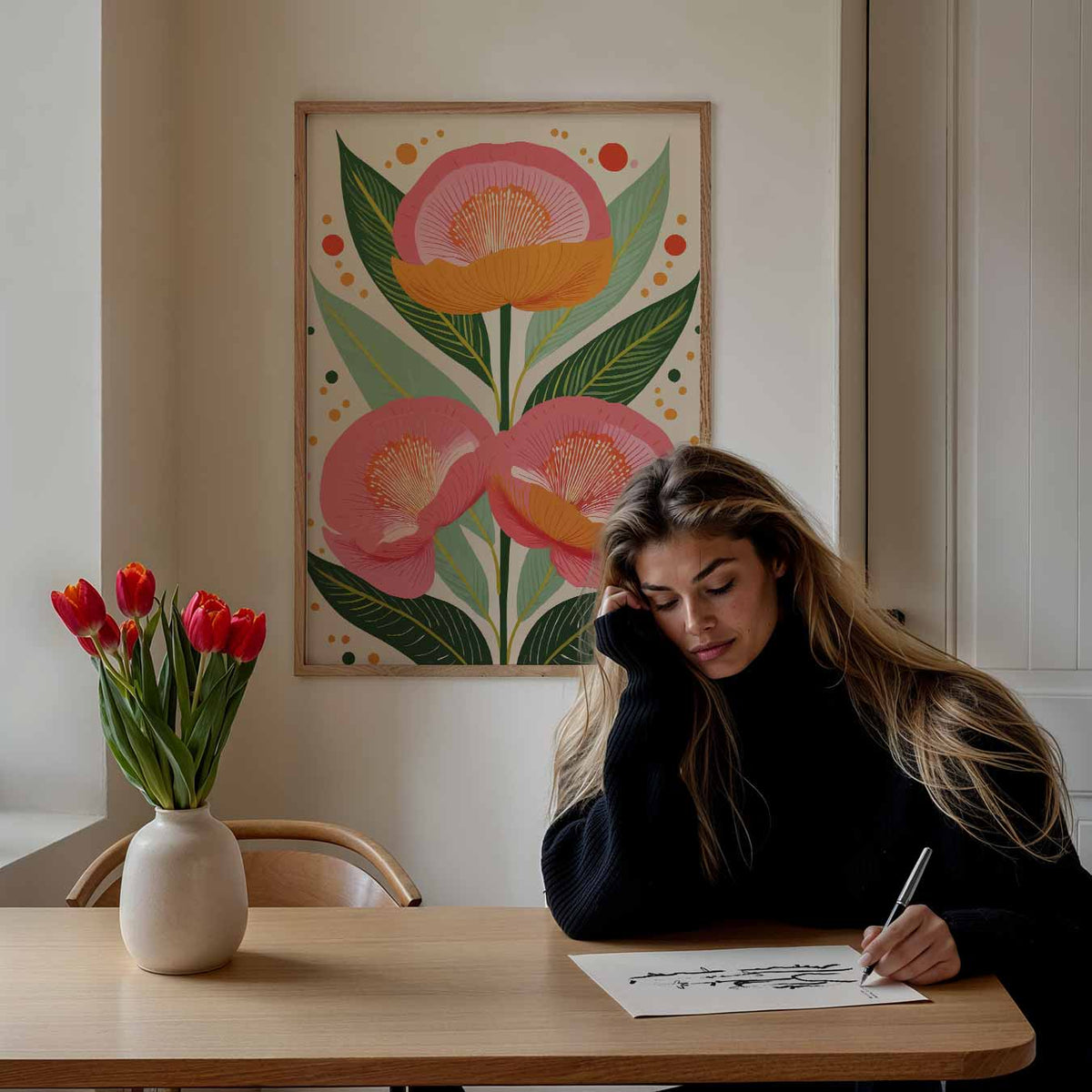 Bloemrijke Elegantie – bloemen poster als moderne staande wanddecoratie