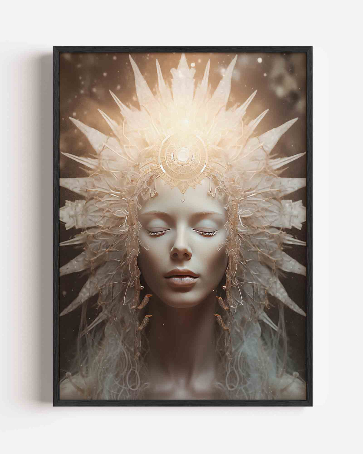 Vrouw met kroon – surrealistische portret poster als wanddecoratie