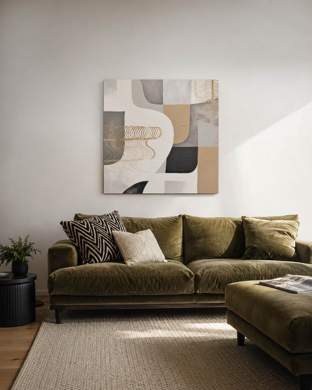 Organische vormen compositie kunstwerk – derde productweergave – dit werk toont een dynamische compositie van vloeiende