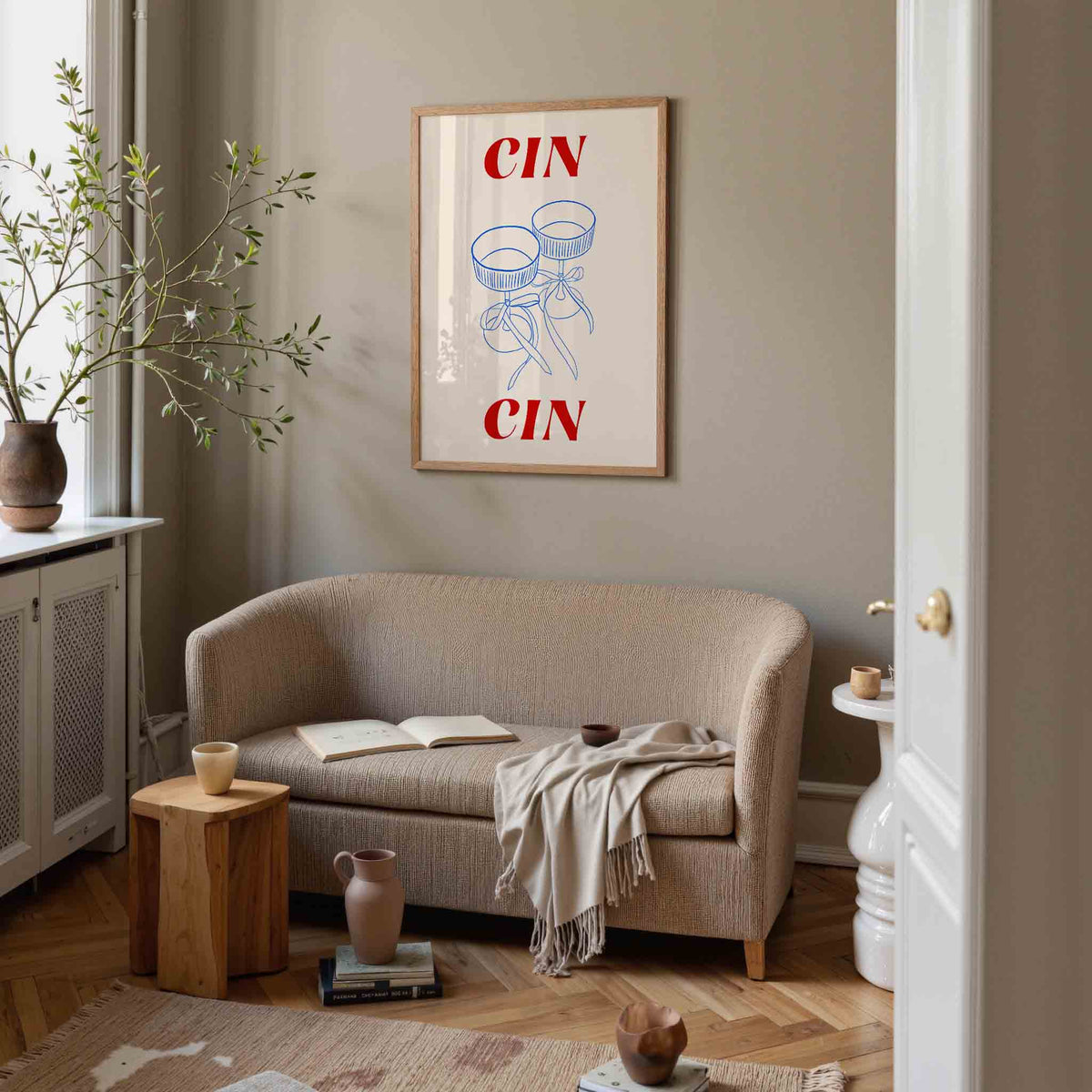 Twee glazen met linten – rustige poster in staand formaat