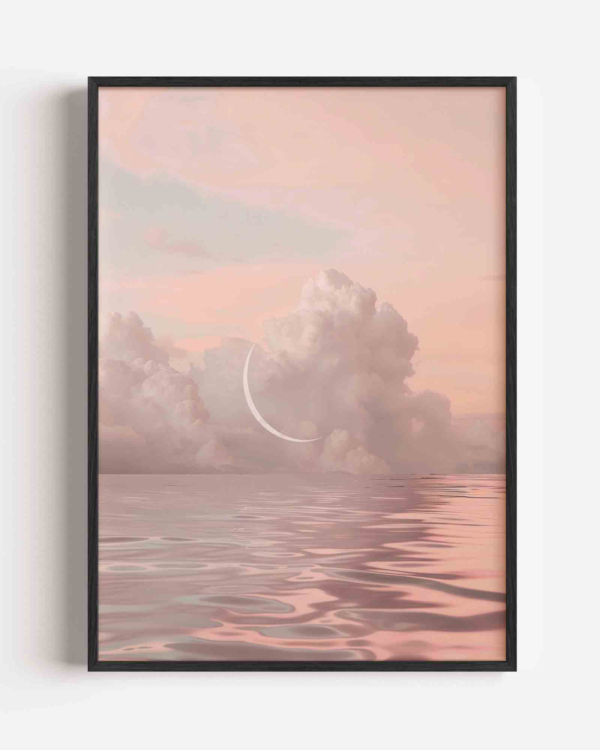 Wolken en maan – kleurrijke abstracte portret poster als wanddecoratie
