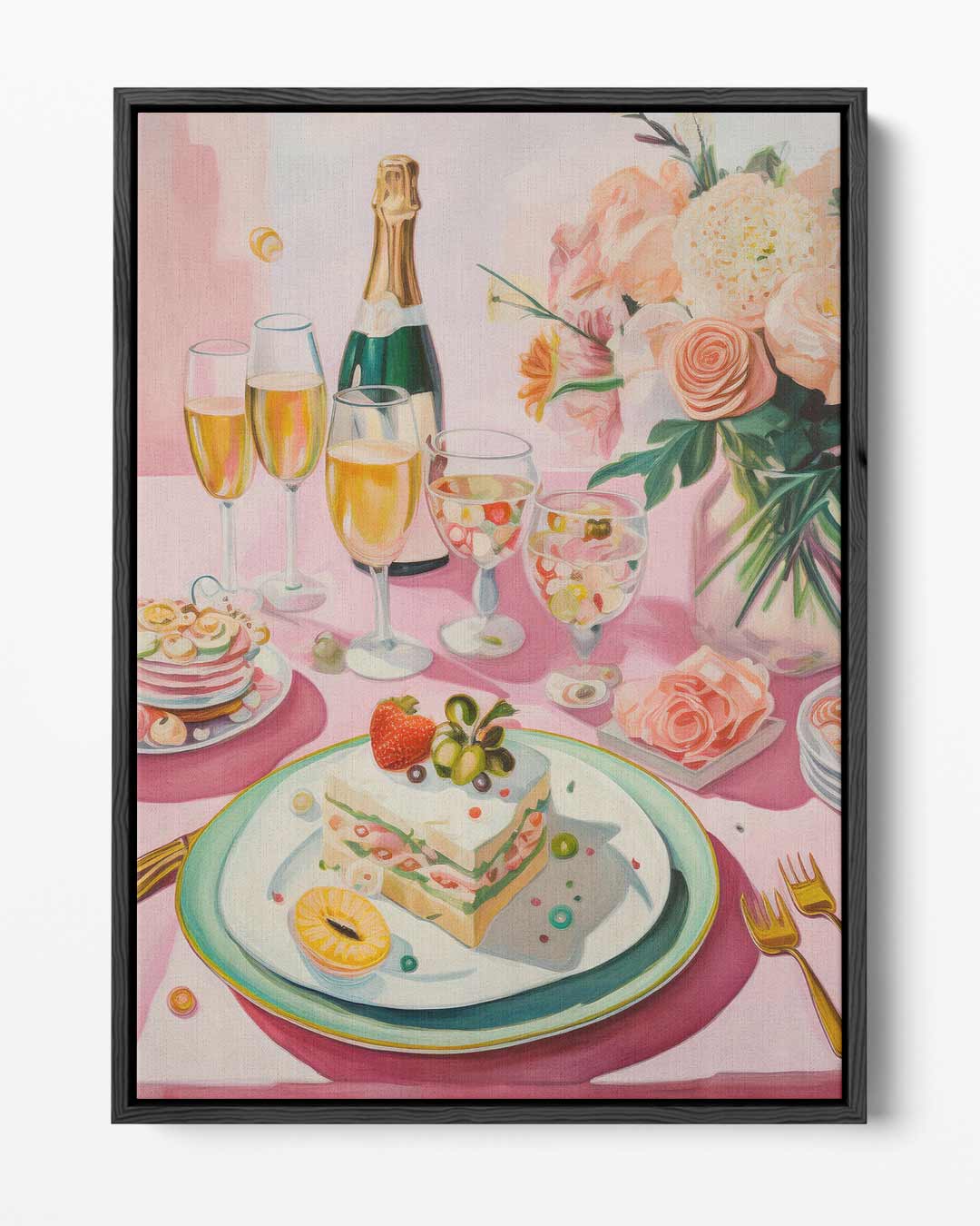 Sprankelend Feesttafereel in Pasteltinten – portret kunstwerk als wanddecoratie