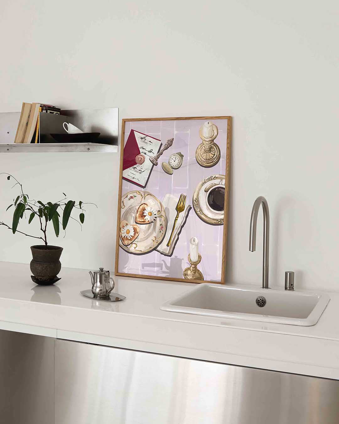 Ontbijt met bloemen – keukenposter in staand formaat