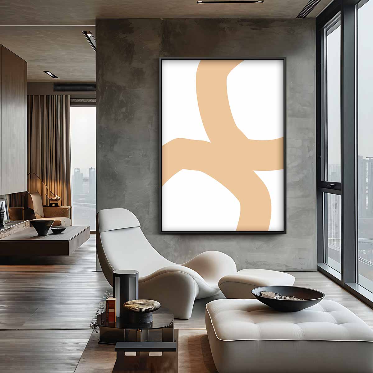 Elegante Abstracte Compositie – canvas wanddecoratie in portret formaat