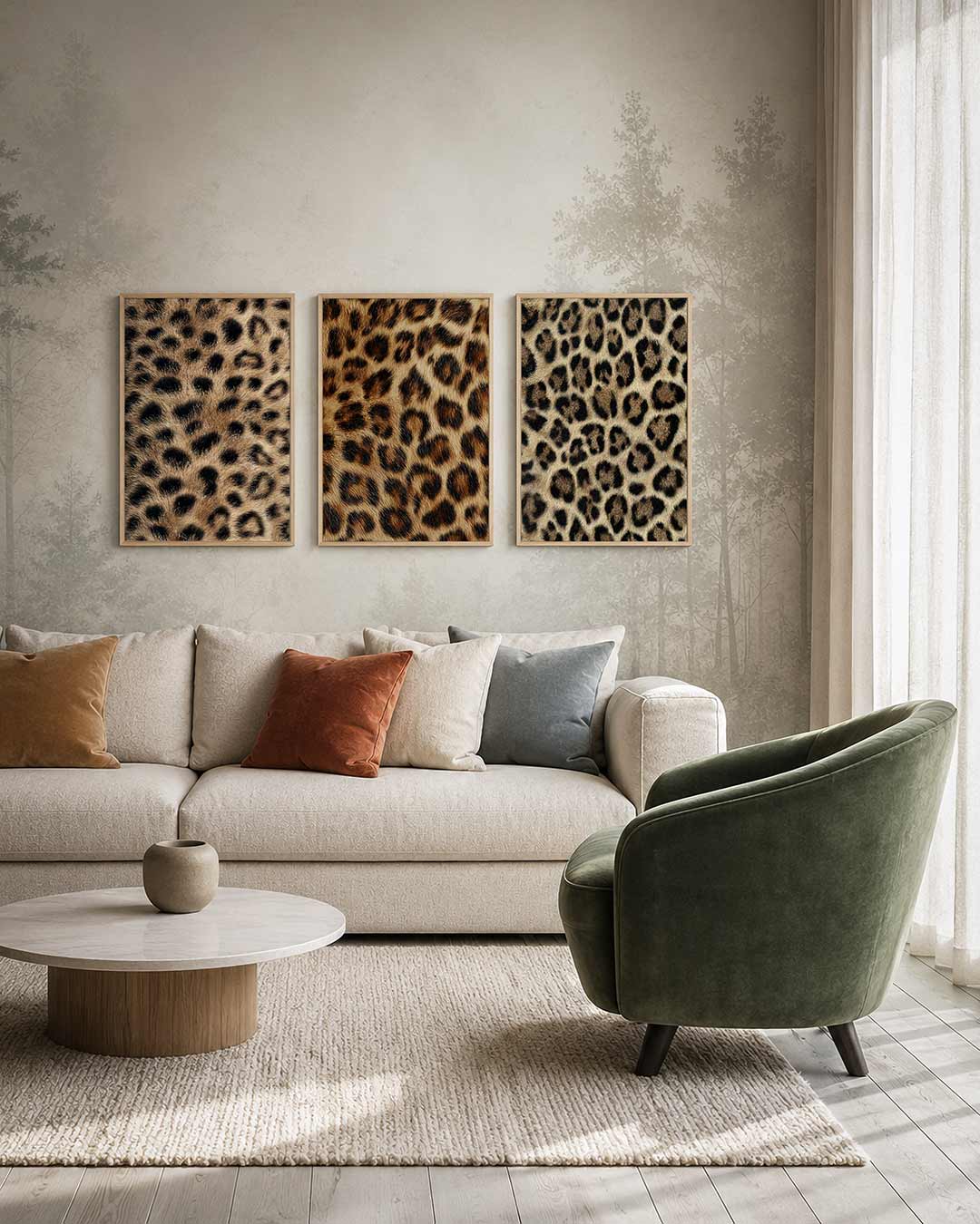 Vlekken en textuur driedelige posterset – deze driedelige postercombinatie toont een patroon van