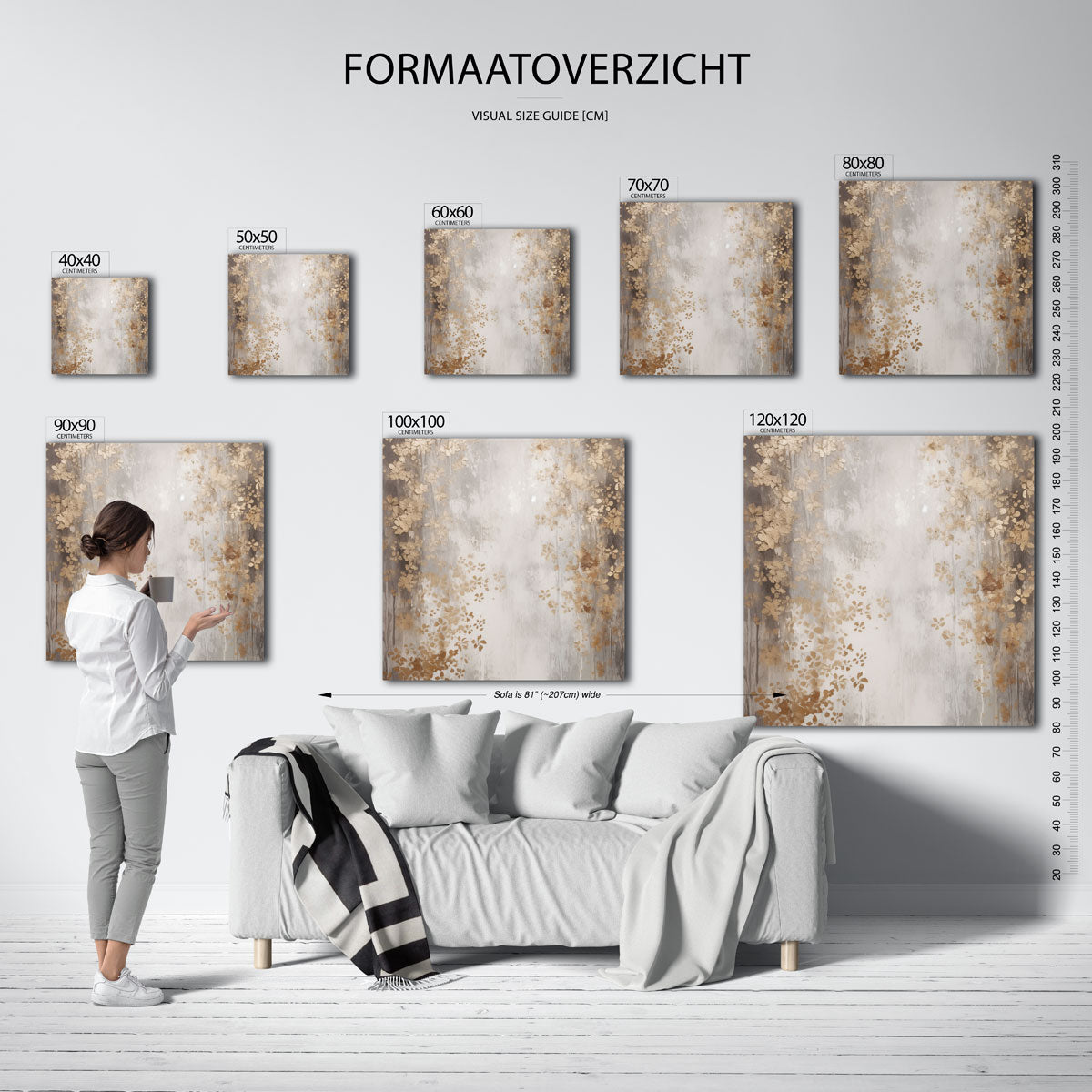 Bloemmotief – vierkante muurposter met abstracte vormen