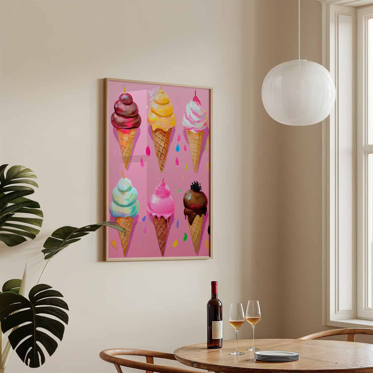 Kleurrijke IJshoorntjes – keukenposter in staand formaat