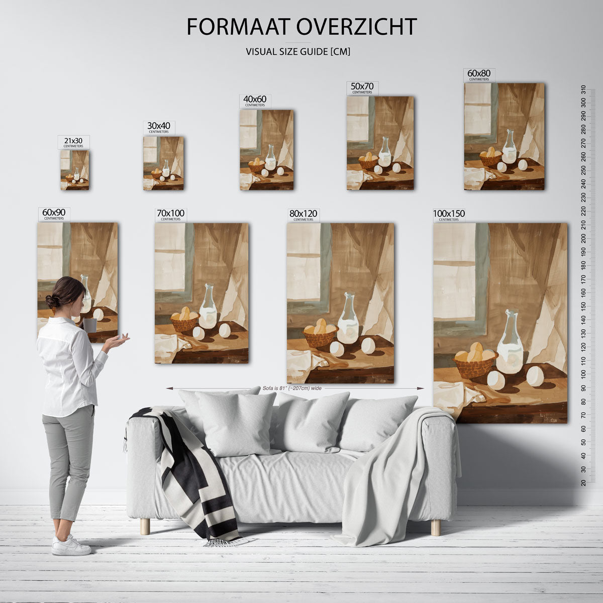 Stilleven met eieren en karaf – staande muurposter met hedendaagse illustratie