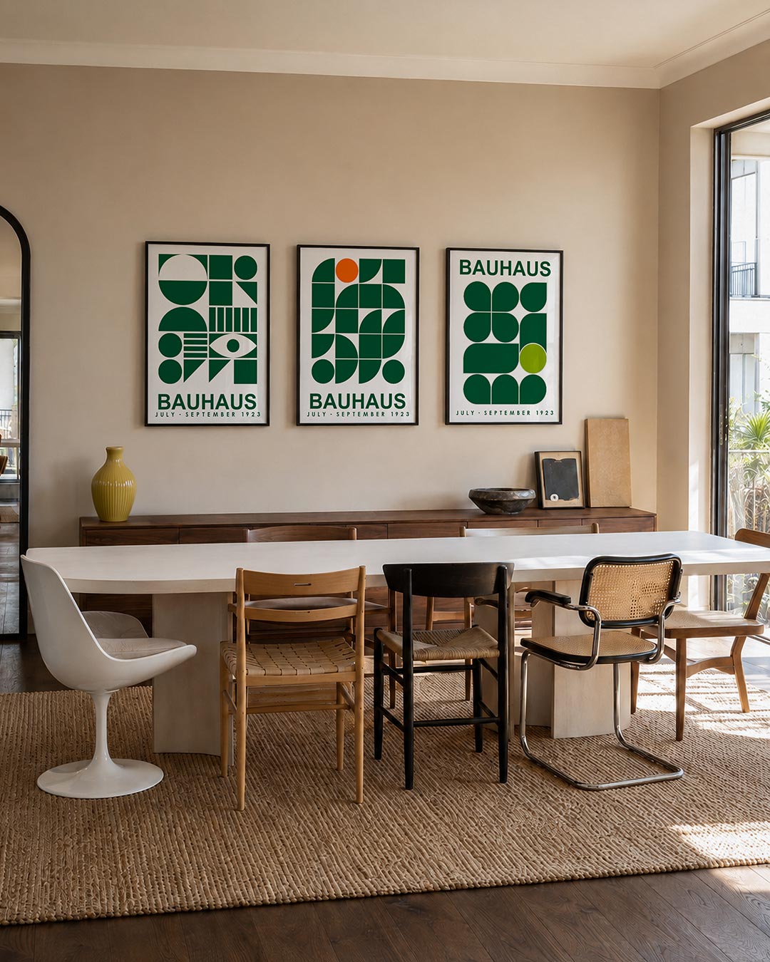 Vormen en vlakken posterset – tweede productweergave – deze posterset in drie delen toont een speelse ordening van cirkels