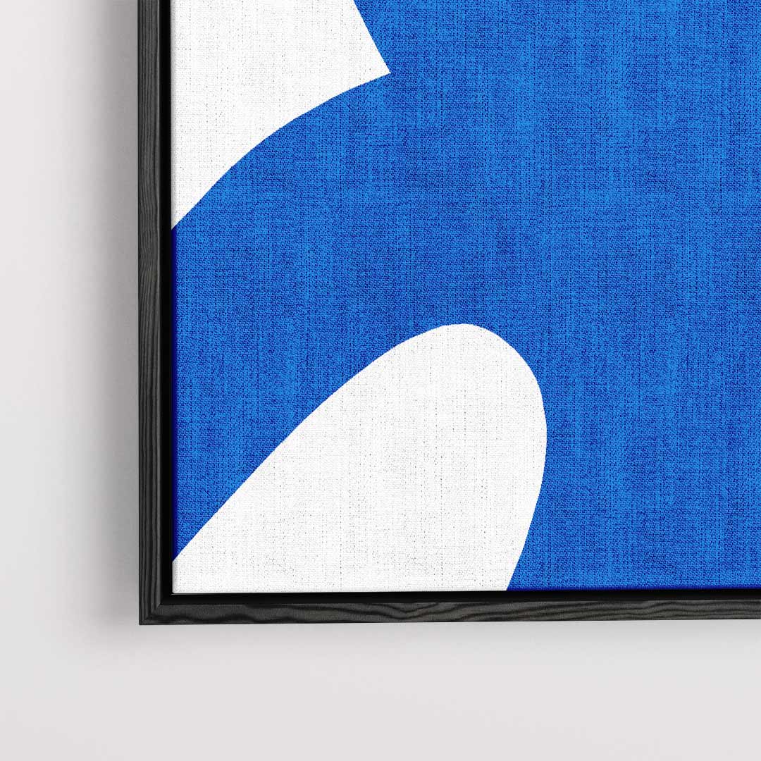 Dynamische Blauwe Krabbels – dibond kunstwerk als wanddecoratie