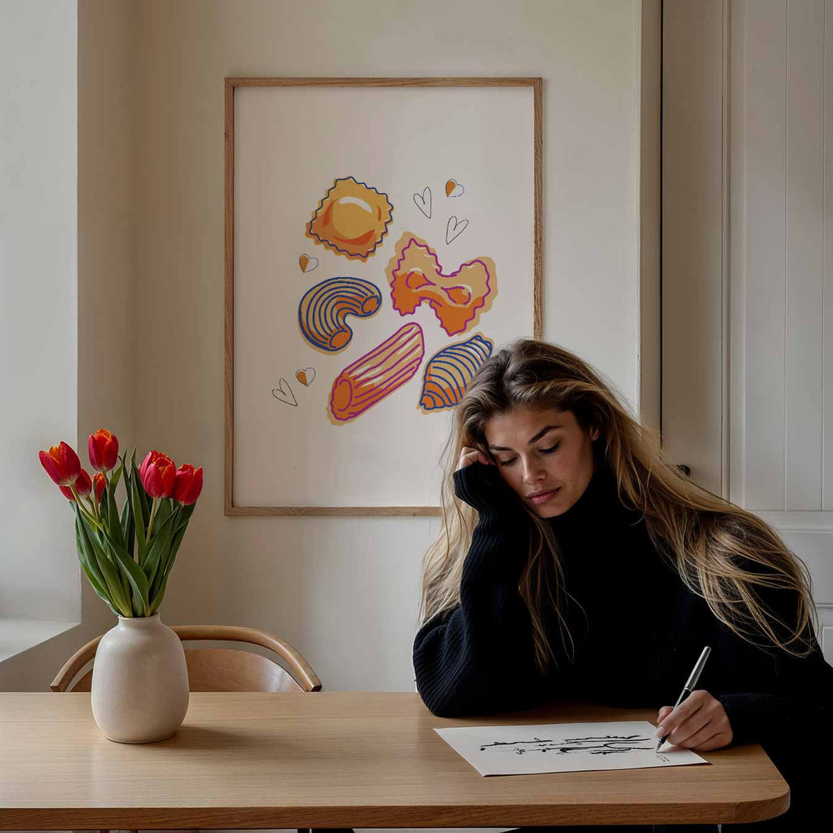 Pasta Liefde – keuken poster als sfeervolle staande wanddecoratie