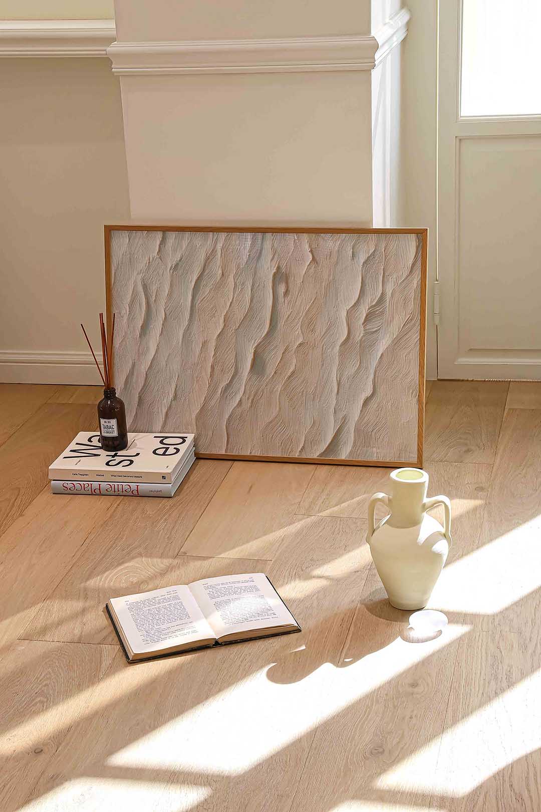 Beige textuur – liggende abstracte wanddecoratie van WallArtistic