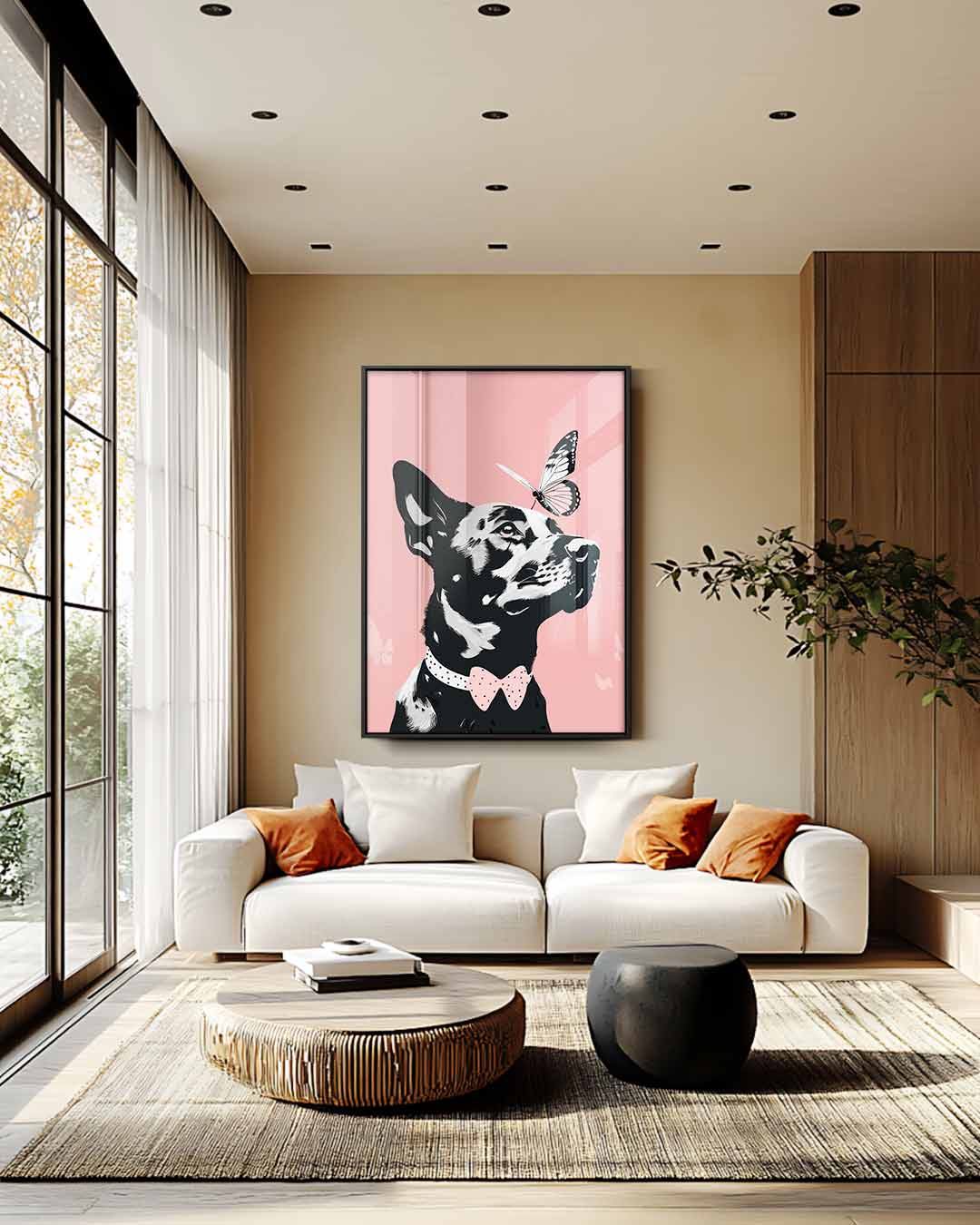 Opera d'arte Cane e Farfalla Sognante